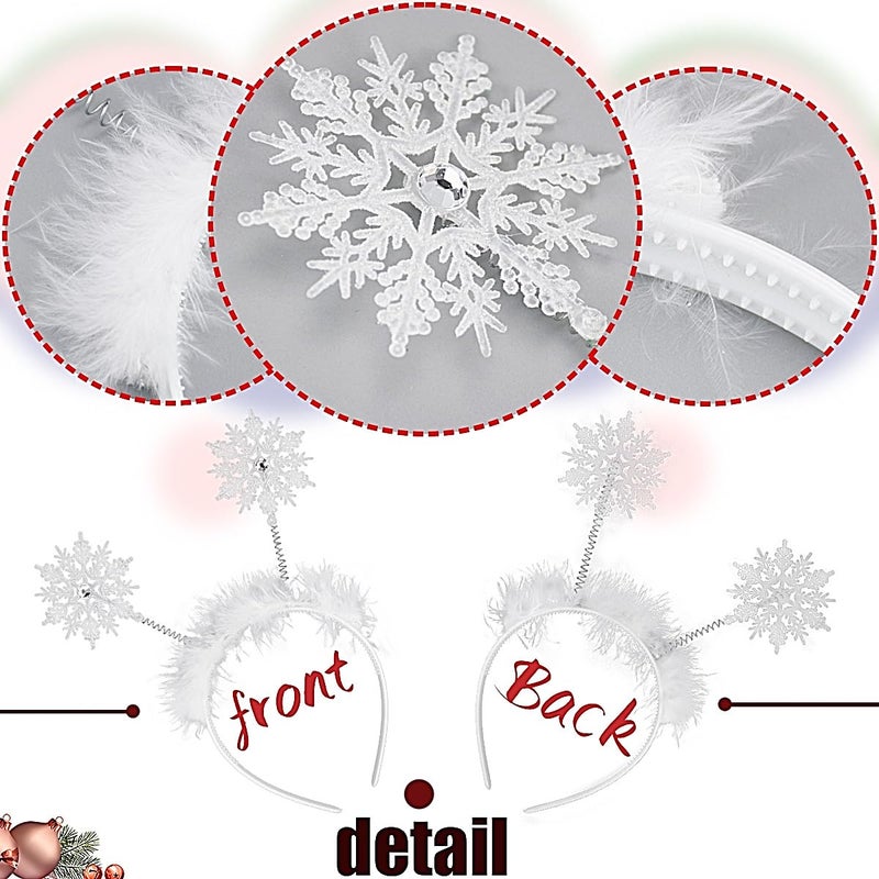 Doneace Snowflakes Headband Glitter Christmas Head Boppers Hair Band Winter Xmas Snowflake Hair Hoops Holiday Party Hair Accessories Decoration For Adults And Kids - Image 3